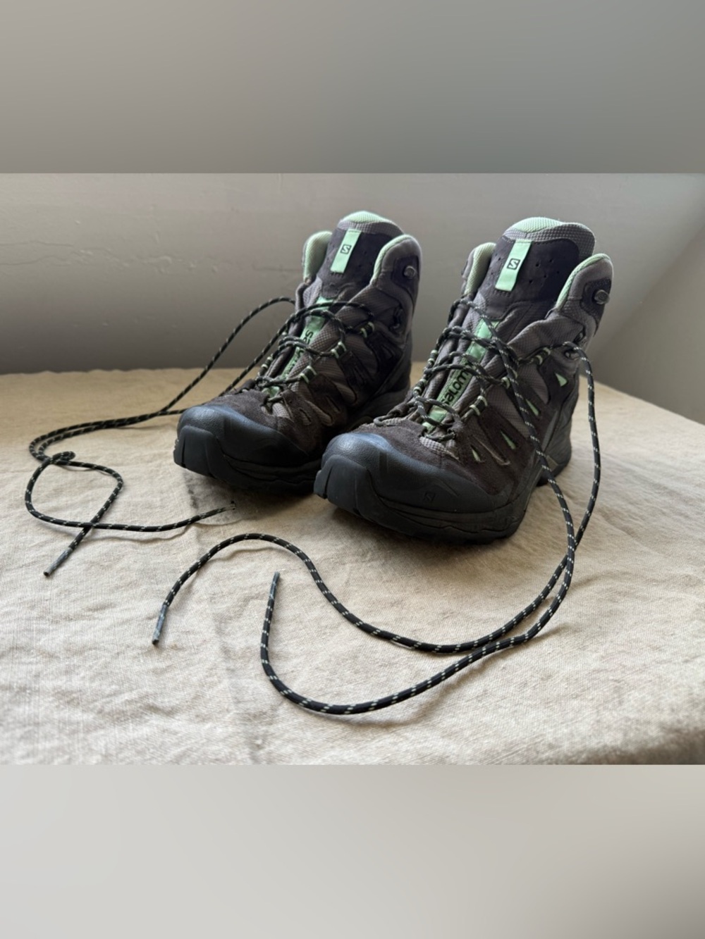 Salomon Brown and Green Trail Hiking Boots